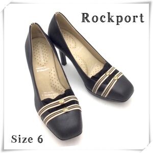 ROCKPORT Adiprene by Adidas Square Toe Arch Support Leather Platform Pumps Black